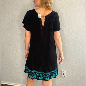 Cowgirl Hardware Western dress black with turquoise embroidery